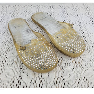 Stuart Weitzman Clear Jelly Rhinestones Flip Flops Sandals Women's Size 7 / 37
